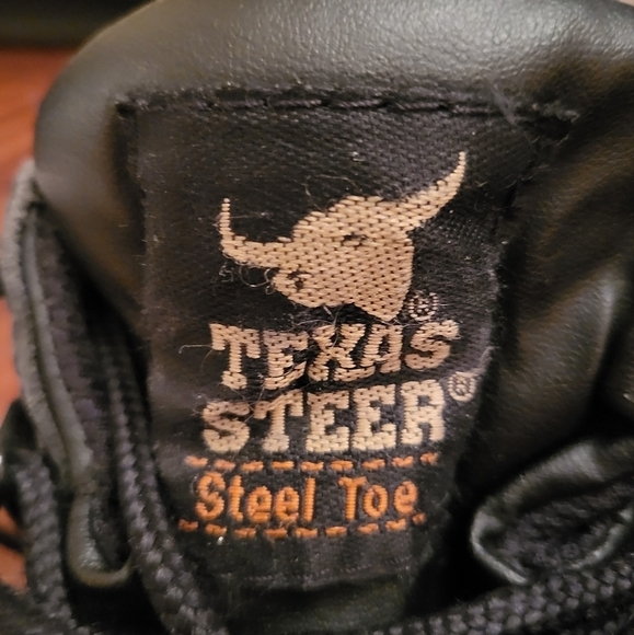 Texas Steer Black Leather Steel Toe Work Shoe - Picture 4 of 10
